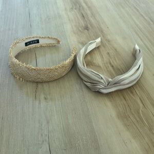 J. Crew Textured Gold and Striped Cream Headband Duo